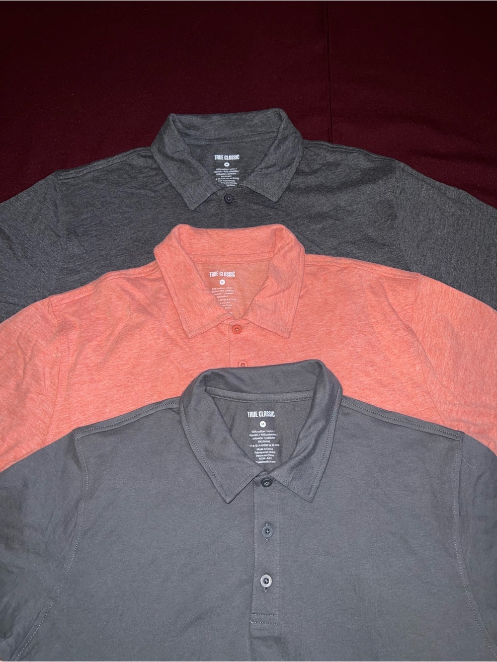 True Classic Men’s Polo Shirt - Gray,heather gray and Coral